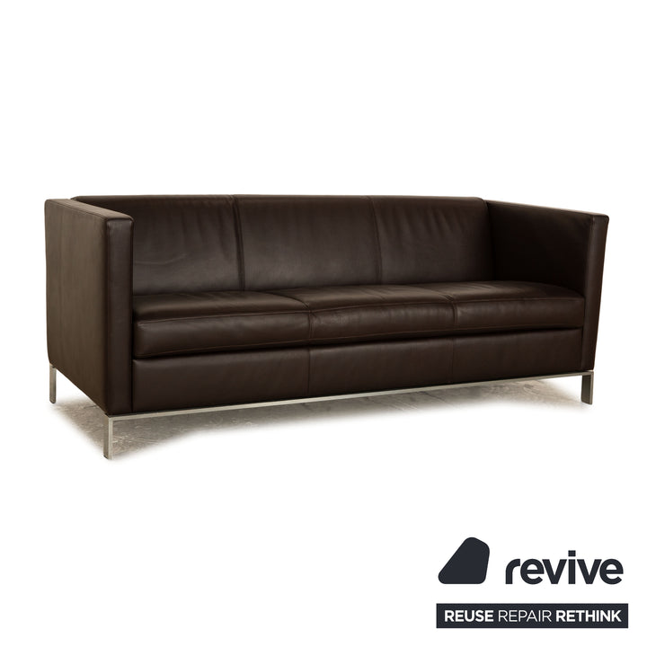 Walter Knoll Foster 501 Leather Three Seater Brown Sofa
