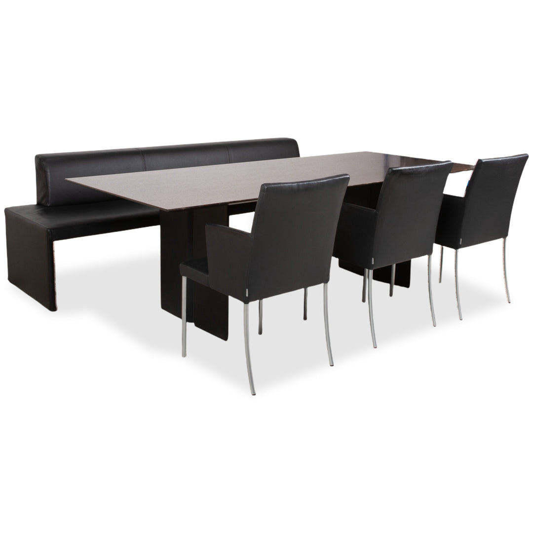 Walter Knoll Garnitur Scala Esstisch Together Sitzbank Jason 3x Stuhl Leder Holz Braun Schwarz