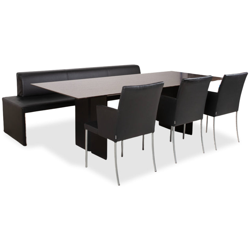 Walter Knoll Garnitur Scala Esstisch Together Sitzbank Jason 3x Stuhl Leder Holz Braun Schwarz