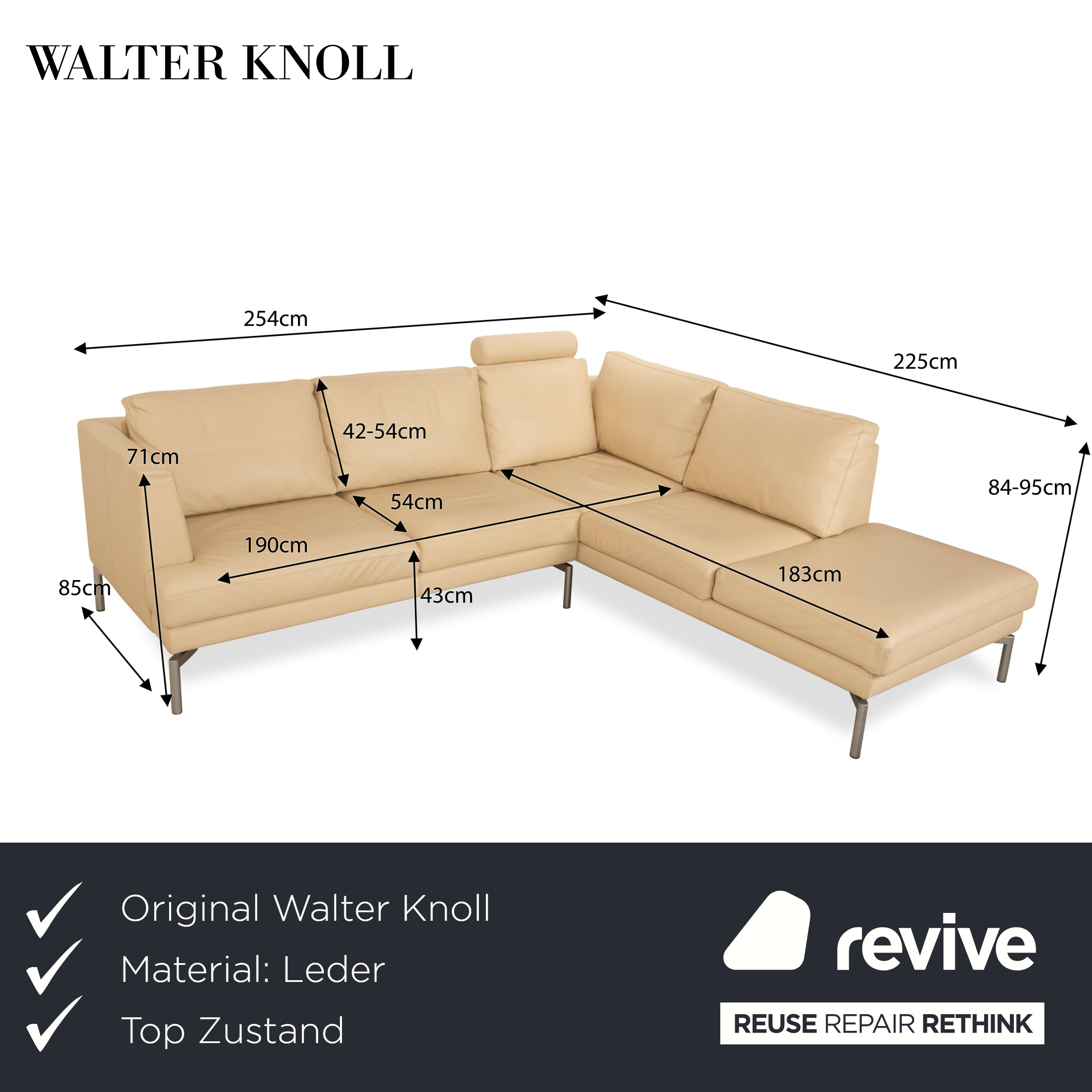 Walter Knoll Good Time Leder Ecksofa Beige Creme Sofa Couch