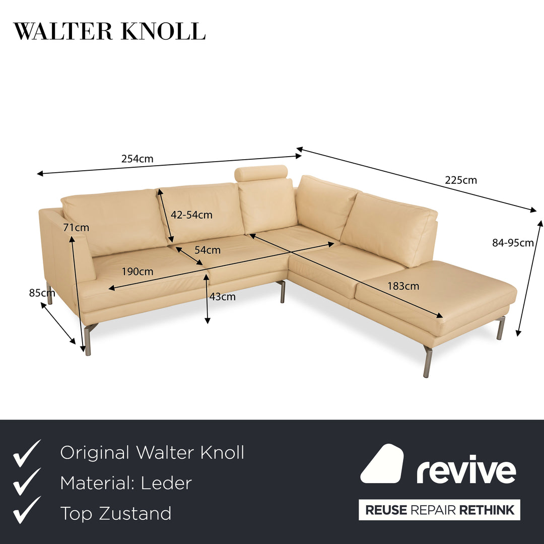 Walter Knoll Good Time Canapé d'angle en cuir Beige Crème Canapé