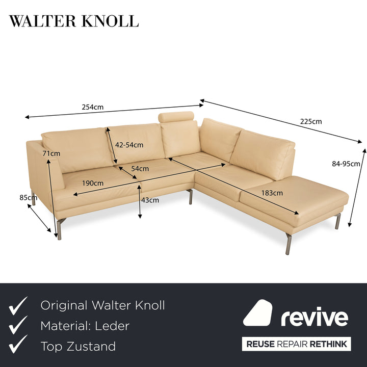 Walter Knoll Good Time Canapé d'angle en cuir Beige Crème Canapé