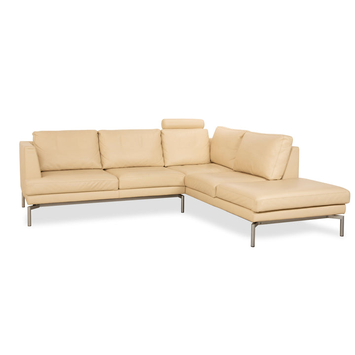 Walter Knoll Good Time Canapé d'angle en cuir Beige Crème Canapé
