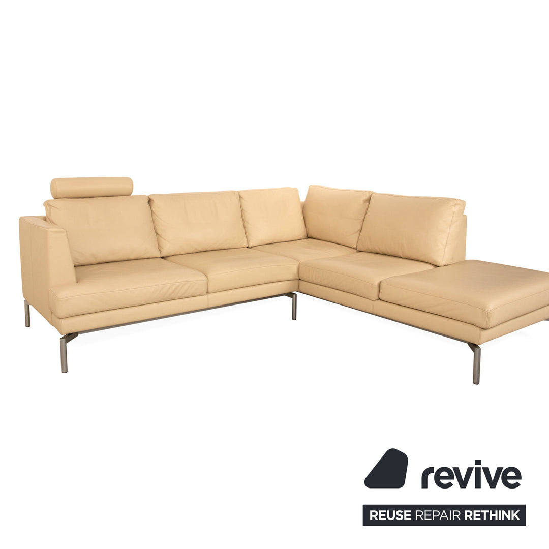 Walter Knoll Good Time Canapé d'angle en cuir Beige Crème Canapé