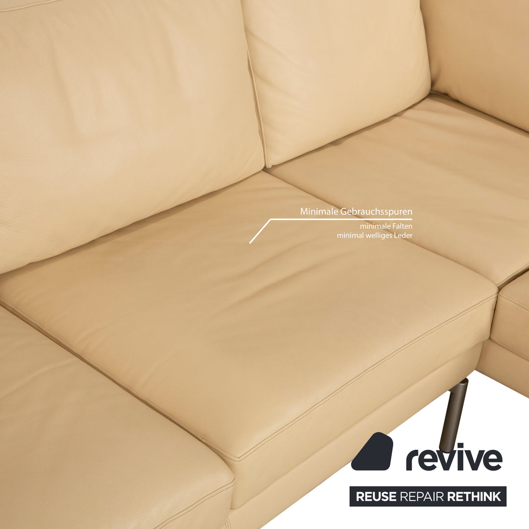 Walter Knoll Good Time Canapé d'angle en cuir Beige Crème Canapé