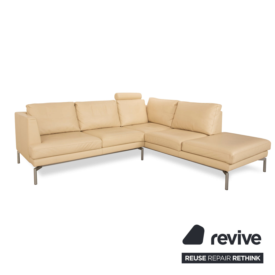 Walter Knoll Good Time Canapé d'angle en cuir Beige Crème Canapé