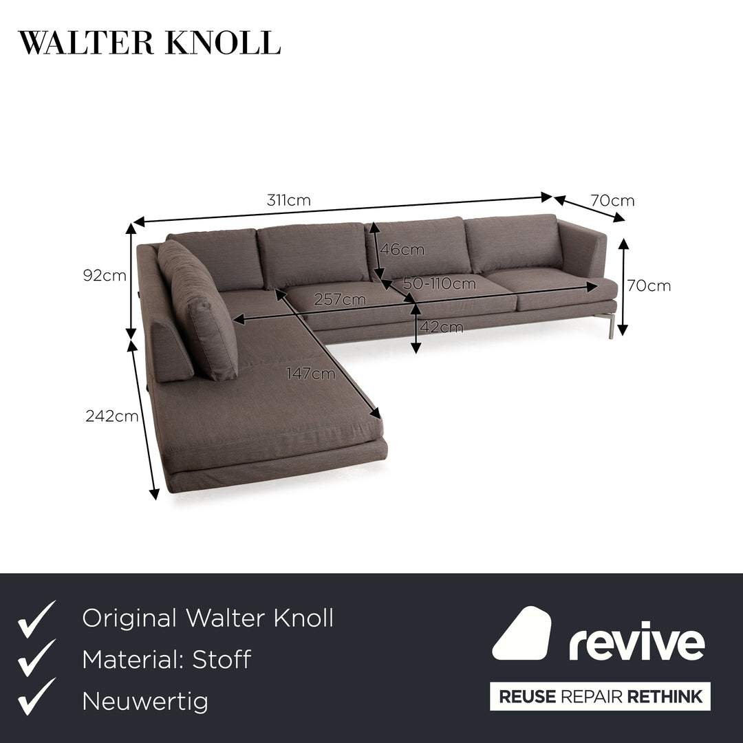 Walter Knoll Good Time Fabric Corner Sofa Grey Sofa Couch