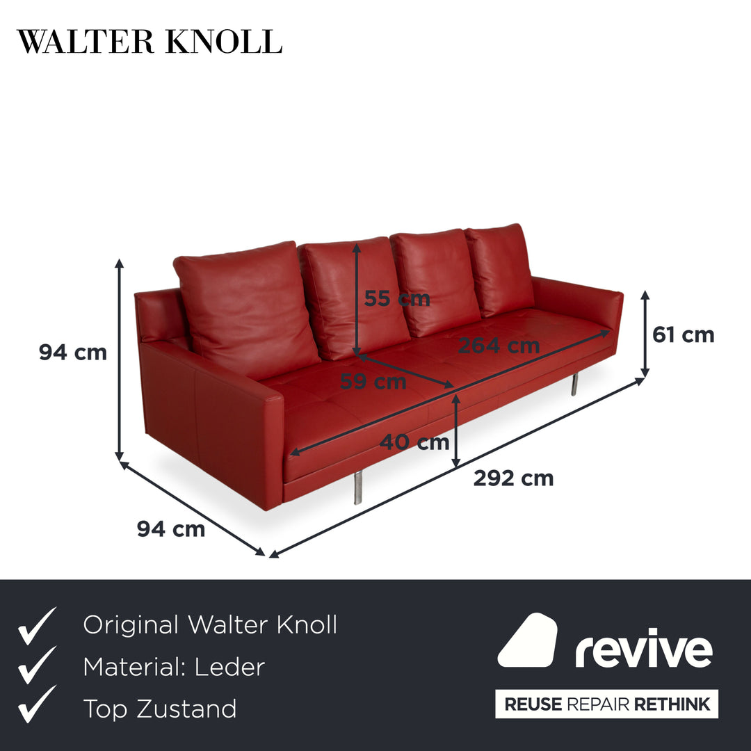 Walter Knoll Gordon Leder Viersitzer Rot Sofa Couch