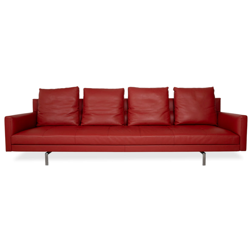 Walter Knoll Gordon Leather Four-Seater Red Sofa Couch