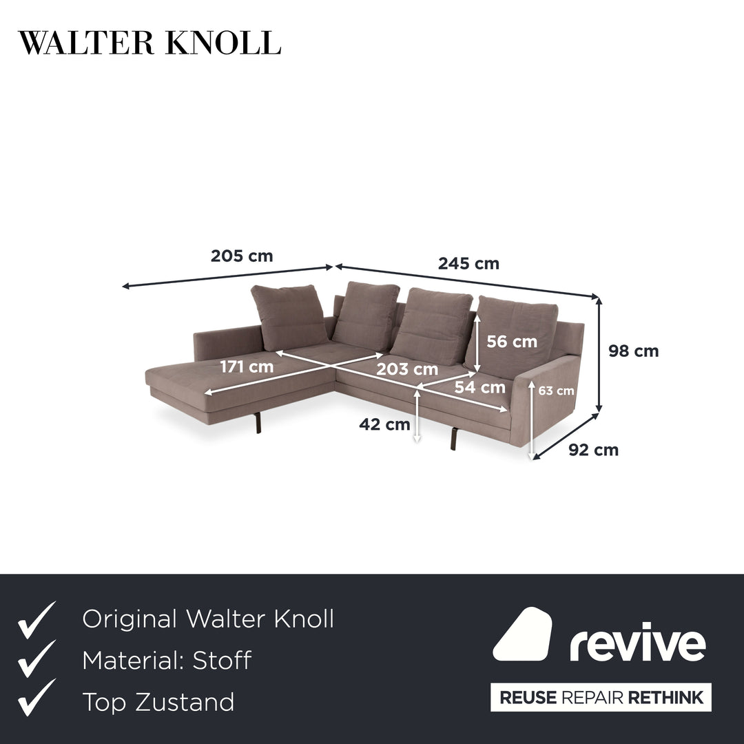 Walter Knoll Gordon Stoff Ecksofa Grau Taupe Sofa Couch