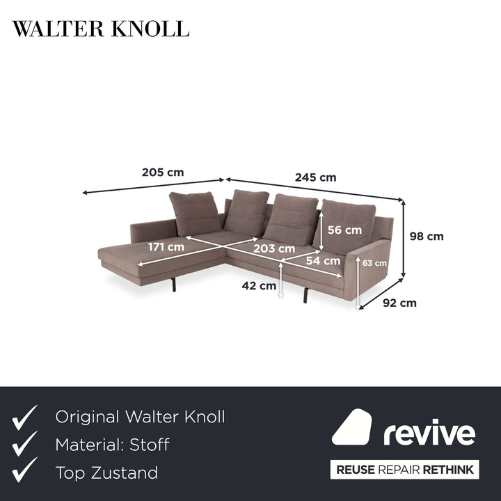 Walter Knoll Gordon Stoff Ecksofa Grau Taupe Sofa Couch