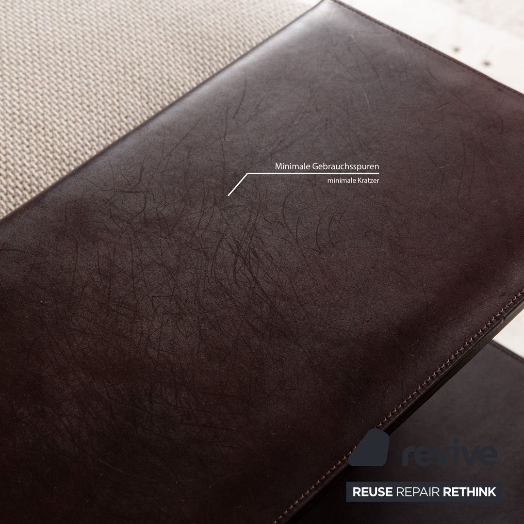 Walter Knoll Grand Suite Fabric Three-Seater Cream Leather Dark Brown Sofa Couch Storage