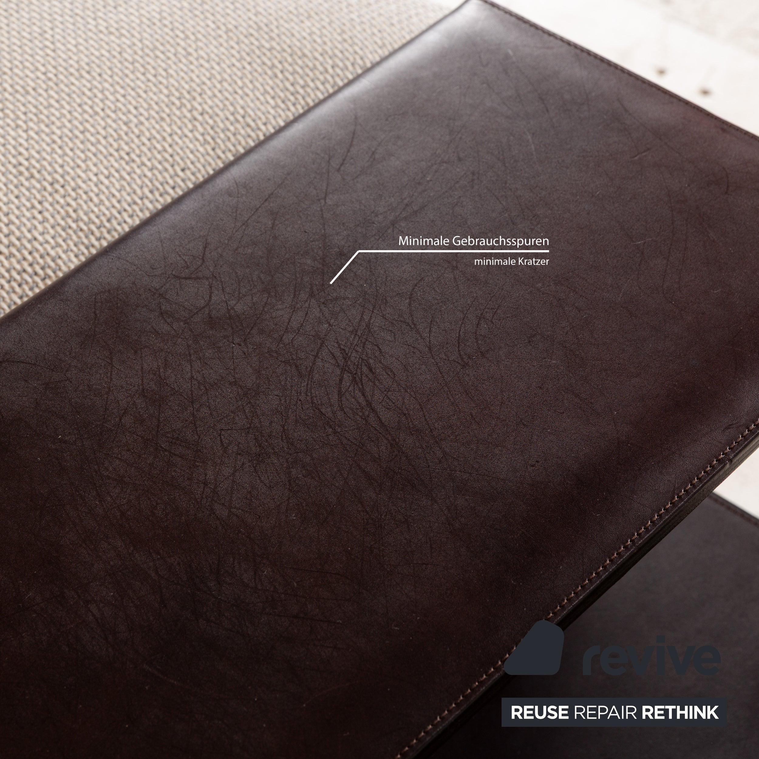 Canapé trois places Walter Knoll Grand Suite en tissu crème et cuir marron foncé avec rangement