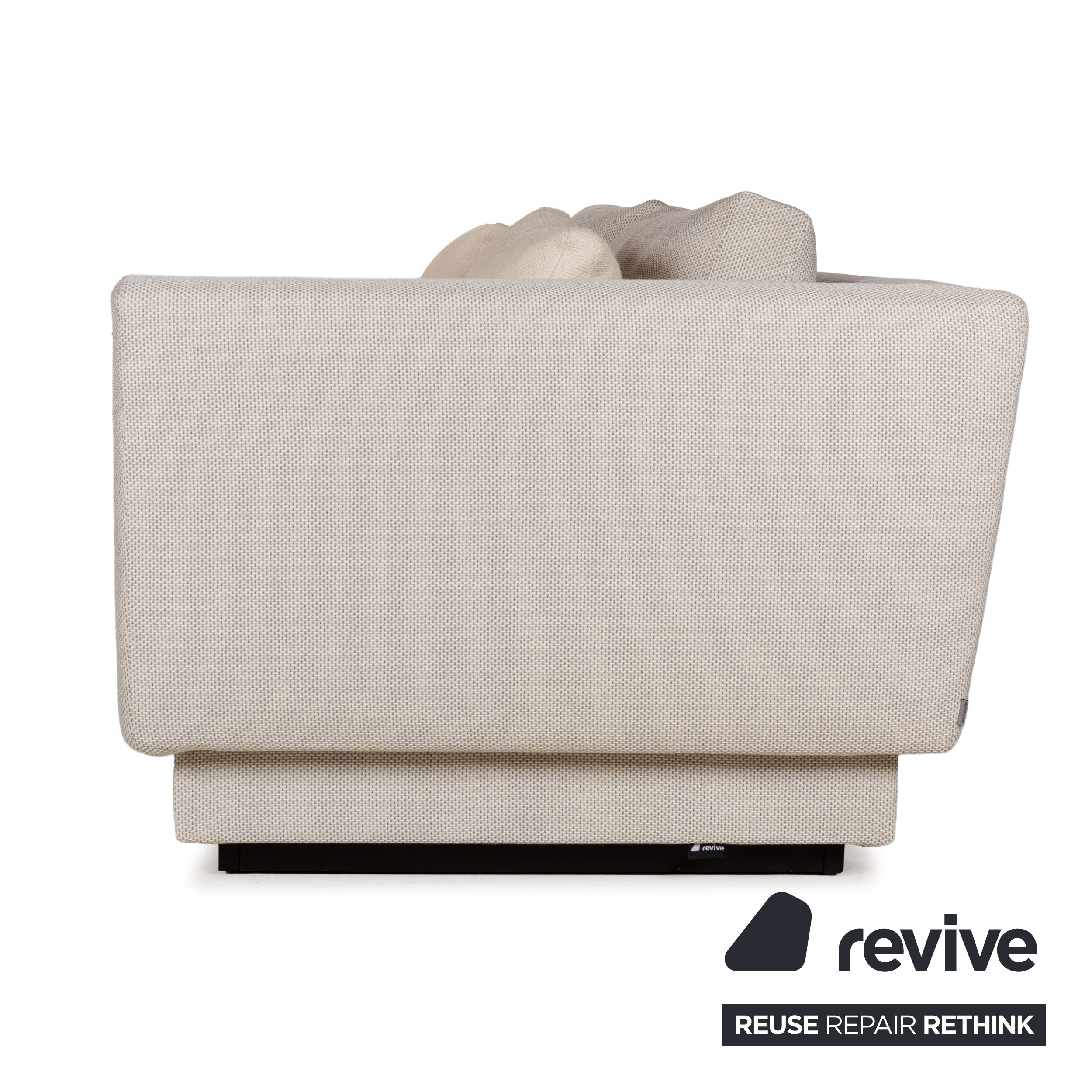 Canapé trois places Walter Knoll Grand Suite en tissu crème et cuir marron foncé avec rangement