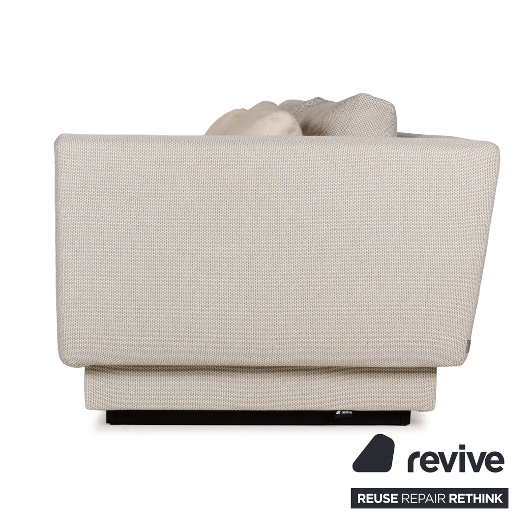 Walter Knoll Grand Suite Stoff Dreisitzer Creme Leder Dunkelbraun Sofa Couch Ablage