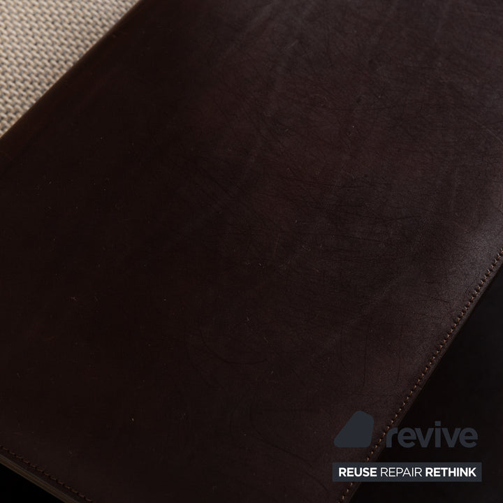 Walter Knoll Grand Suite Fabric Three-Seater Cream Leather Dark Brown Sofa Couch Storage