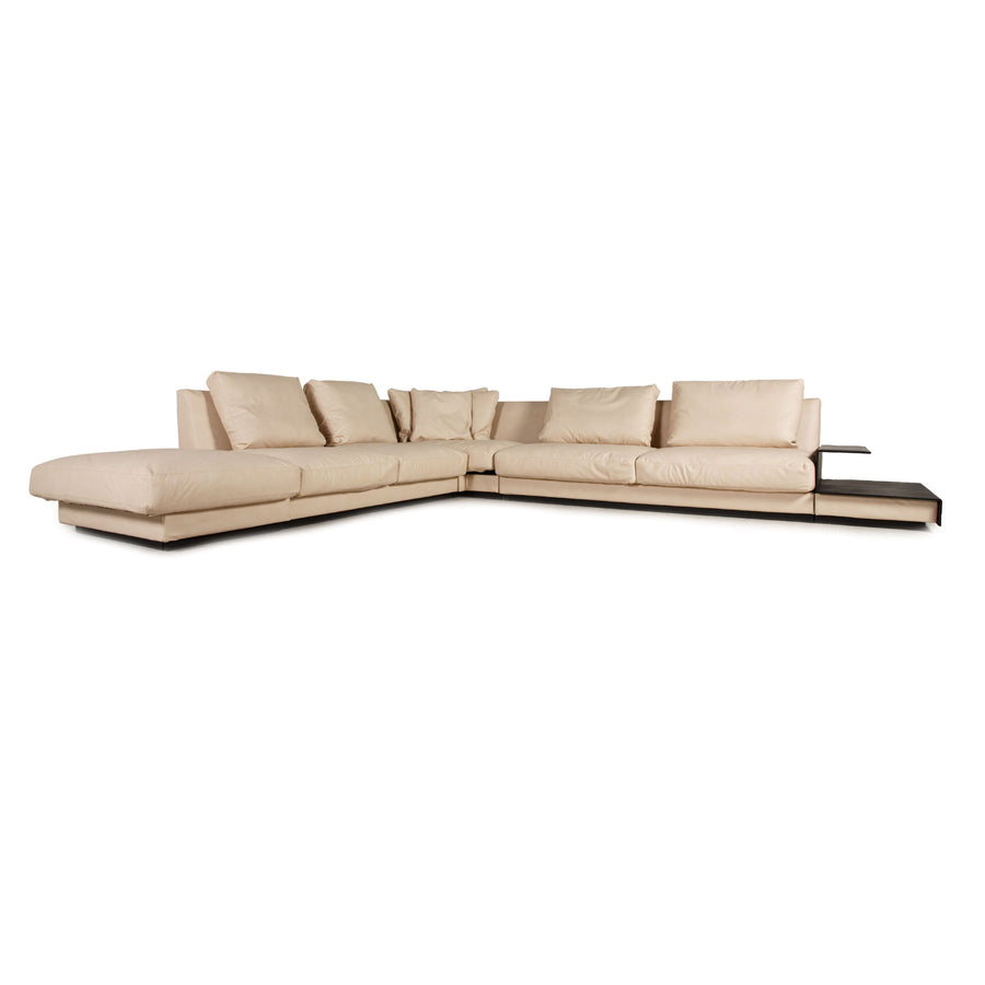 Walter Knoll Grand Suite Corner Sofa Leather Look New Cover Cream Beige Sofa Couch Recamiere Left