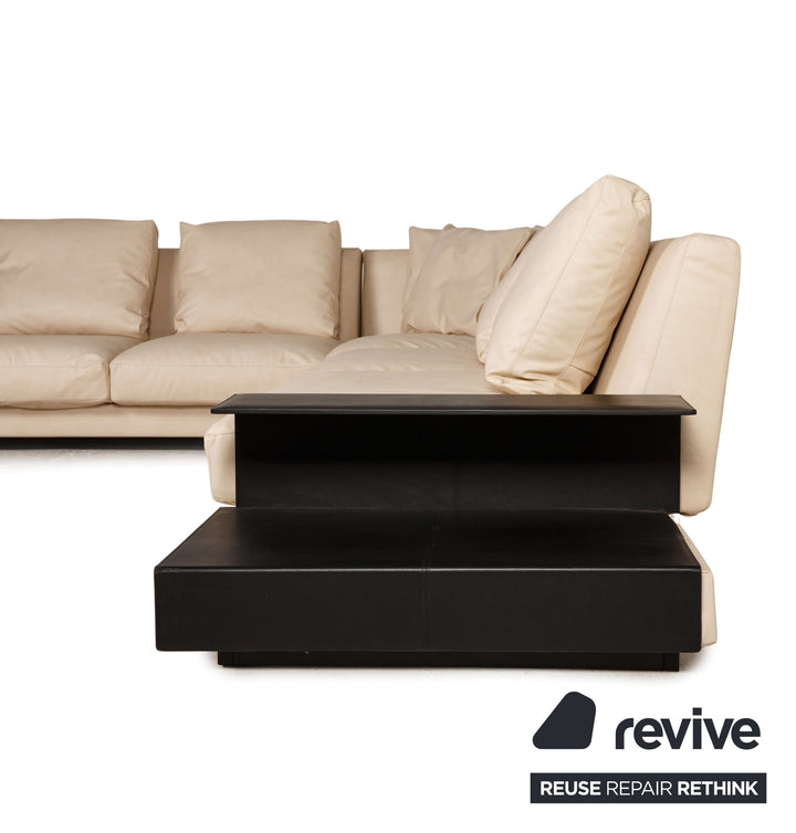 Walter Knoll Grand Suite Ecksofa veganes Leder (GAVIN von Höpke) Neubezug Creme Beige Sofa Couch Recamiere Links Mikrofaser