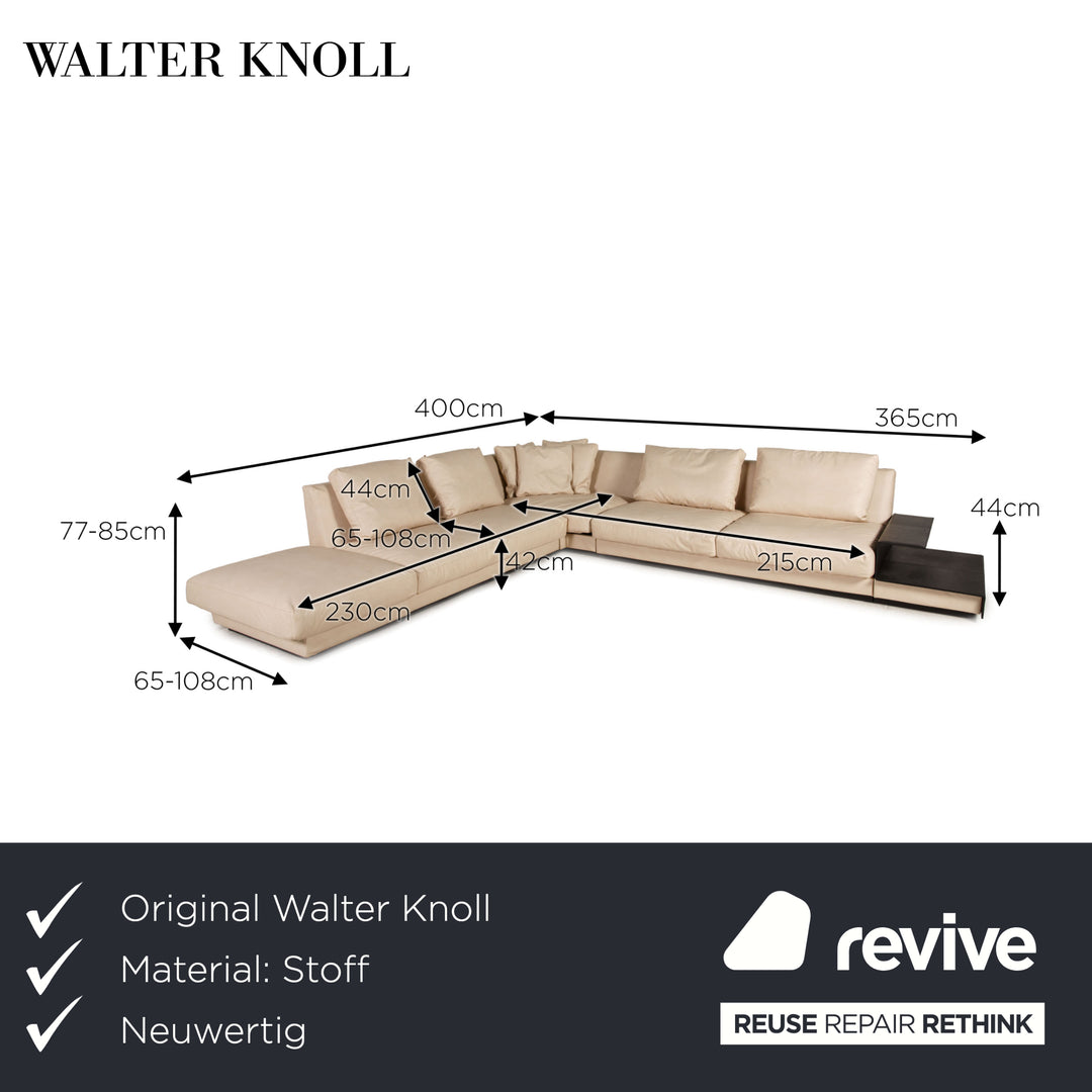 Walter Knoll Grand Suite Corner Sofa Leather Look New Cover Cream Beige Sofa Couch Recamiere Left