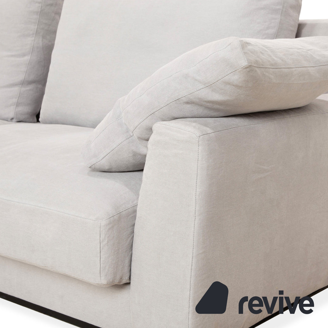 Canapé d'angle en tissu Walter Knoll Grand Suite gris clair avec rangement en cuir
