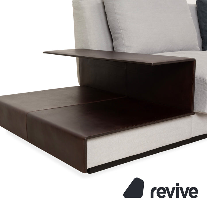 Canapé d'angle en tissu Walter Knoll Grand Suite gris clair avec rangement en cuir