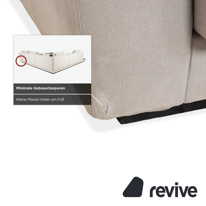 Canapé d'angle en tissu Walter Knoll Grand Suite gris clair avec rangement en cuir