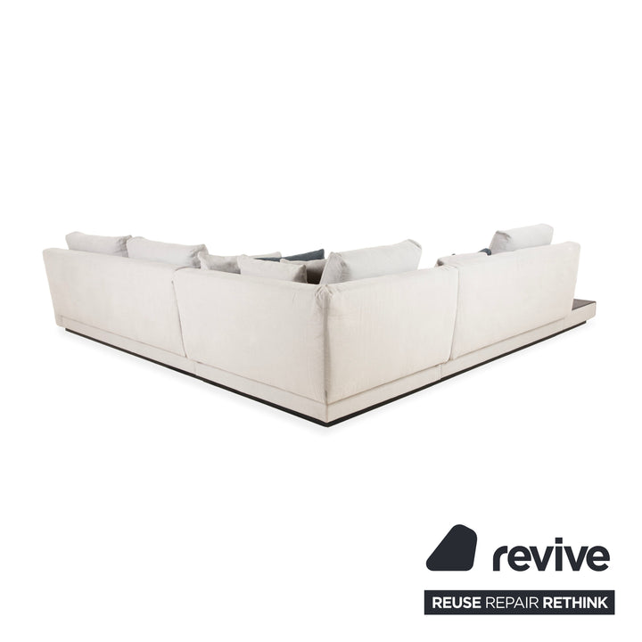 Canapé d'angle en tissu Walter Knoll Grand Suite gris clair avec rangement en cuir