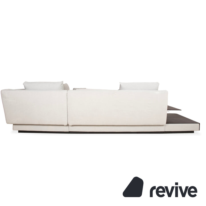 Canapé d'angle en tissu Walter Knoll Grand Suite gris clair avec rangement en cuir