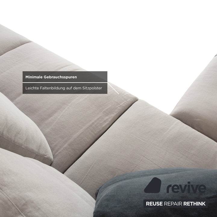 Canapé d'angle en tissu Walter Knoll Grand Suite gris clair avec rangement en cuir