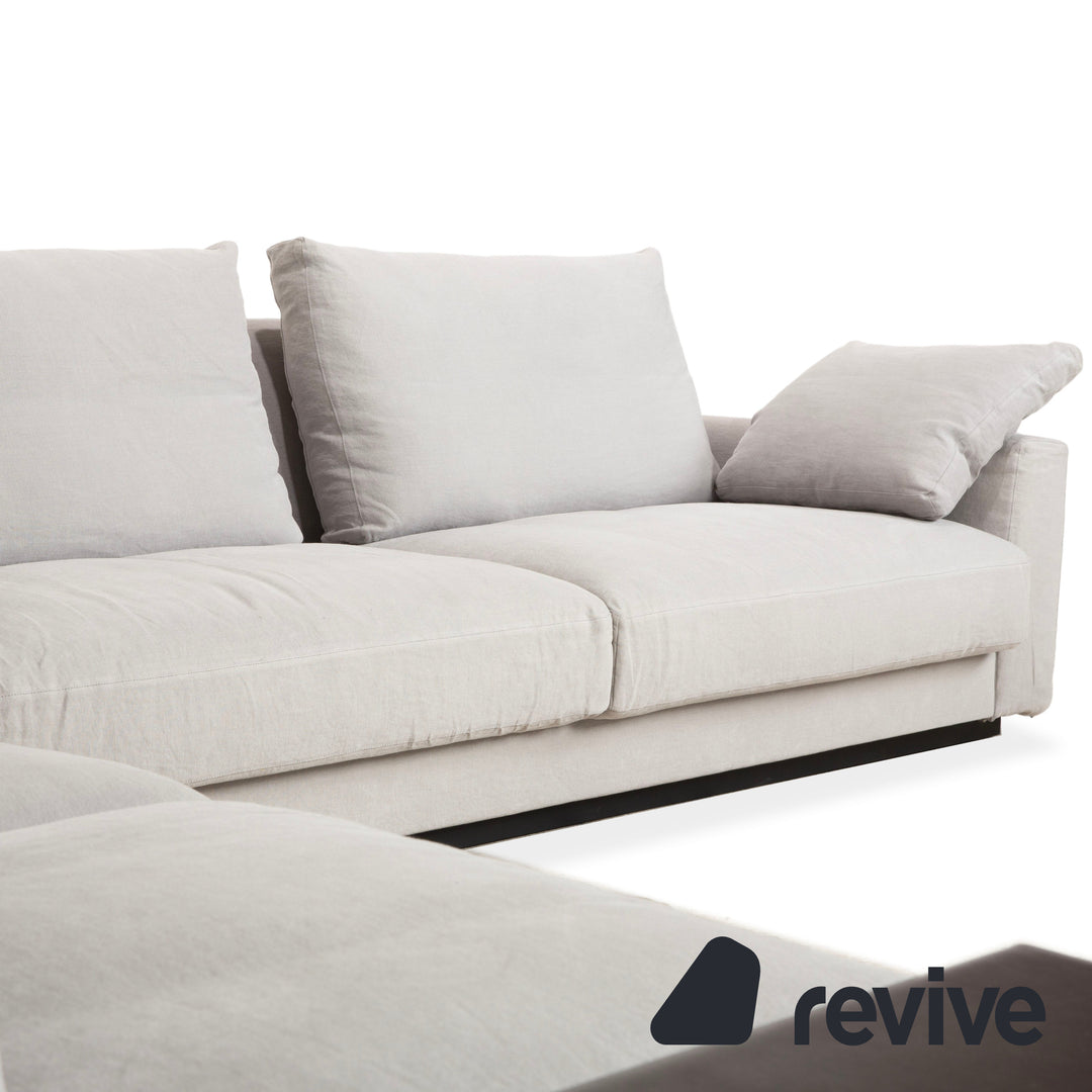 Canapé d'angle en tissu Walter Knoll Grand Suite gris clair avec rangement en cuir