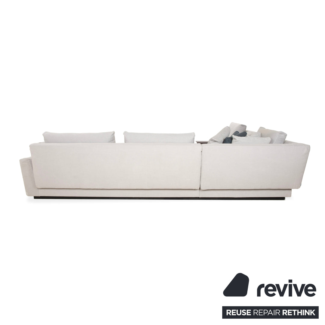 Canapé d'angle en tissu Walter Knoll Grand Suite gris clair avec rangement en cuir