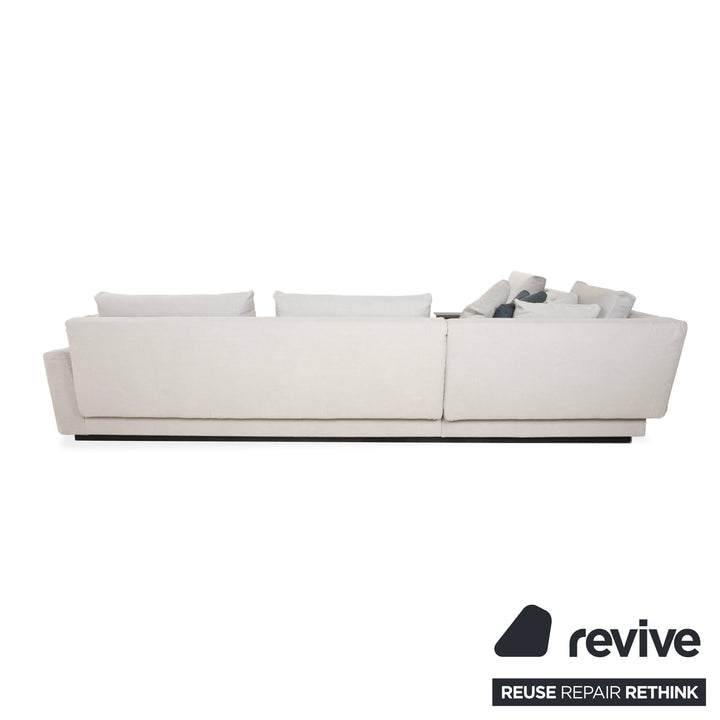 Canapé d'angle en tissu Walter Knoll Grand Suite gris clair avec rangement en cuir