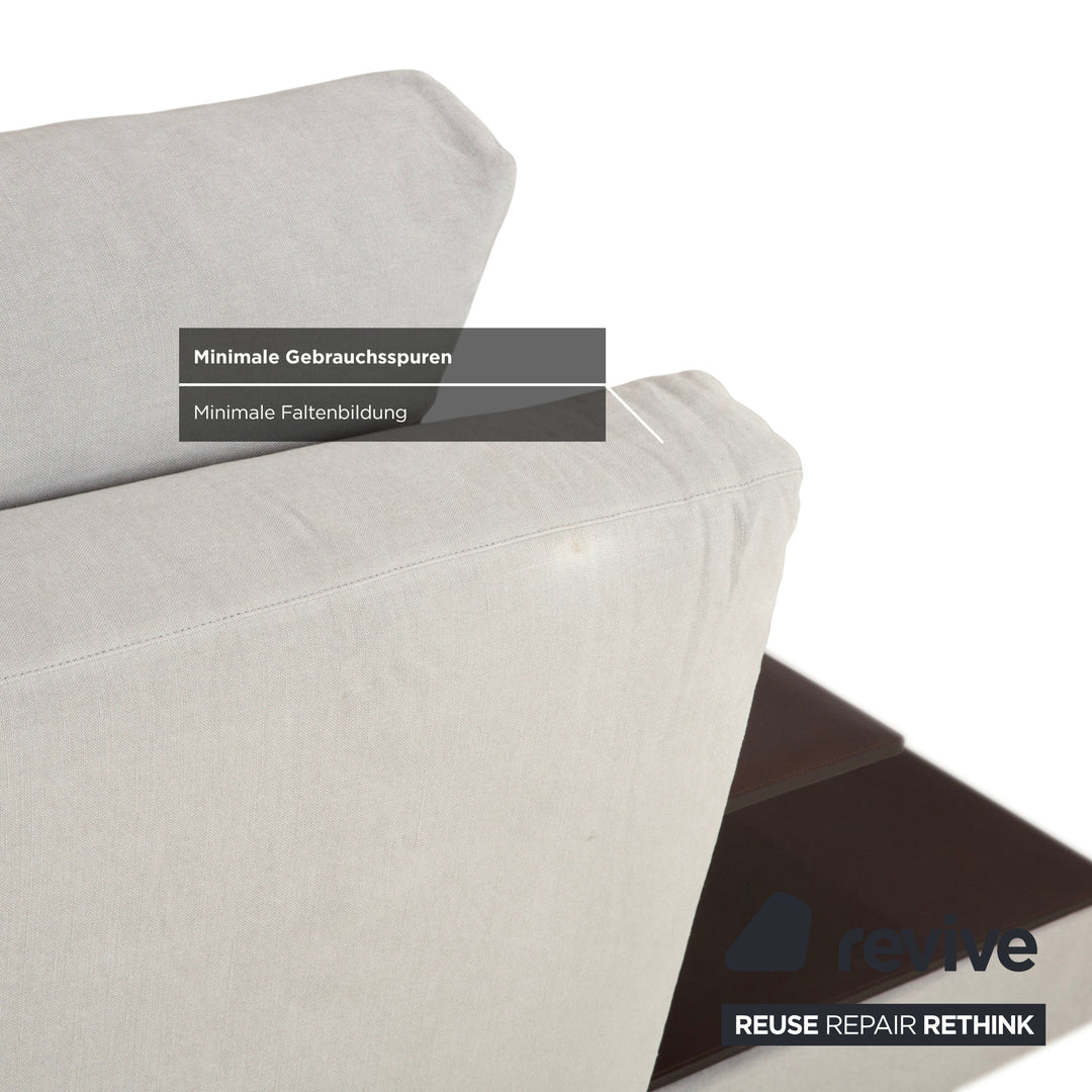 Walter Knoll Grand Suite Stoff Ecksofa Hellgrau Sofa Couch Ablage Leder