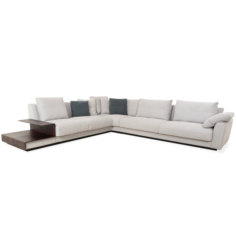 Walter Knoll Grand Suite fabric corner sofa light grey sofa couch storage leather