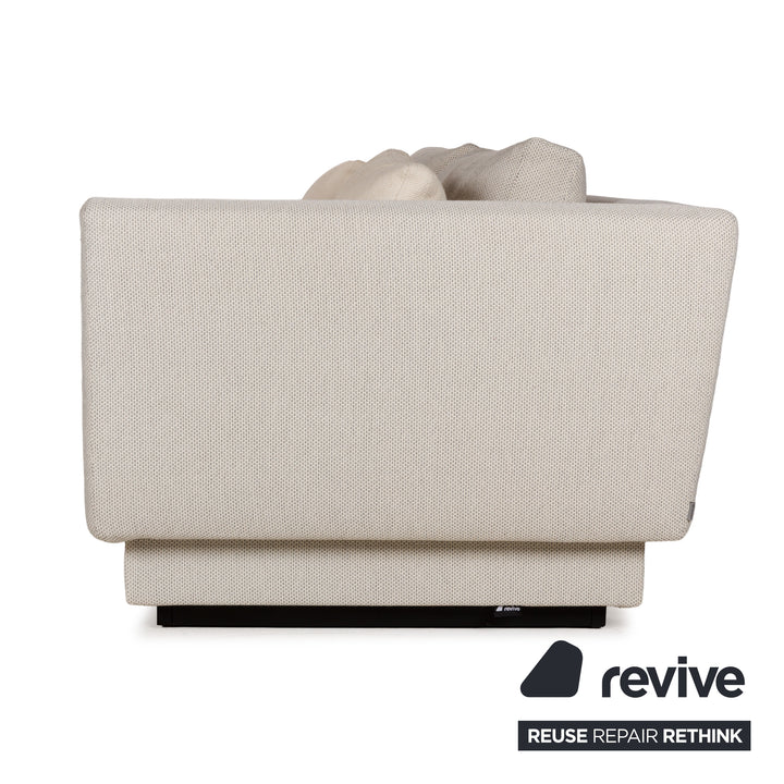 Walter Knoll Grand Suite Stoff Sofa Garnitur Creme Leder Dunkelbraun Couch Dreisitzer Hocker