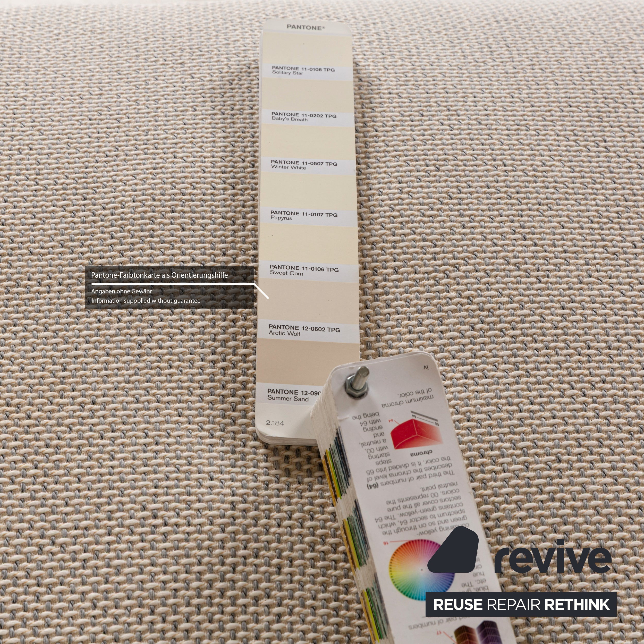 Walter Knoll Grand Suite Stoff Sofa Garnitur Creme Leder Dunkelbraun Couch Dreisitzer Hocker