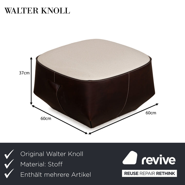Ensemble de canapés en tissu Walter Knoll Grand Suite, canapé trois places en cuir crème et marron foncé, tabouret