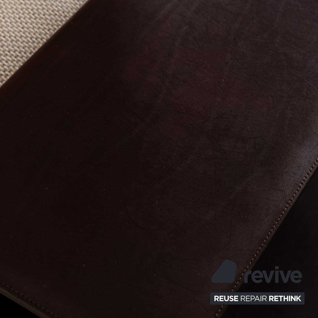 Ensemble de canapés en tissu Walter Knoll Grand Suite, canapé trois places en cuir crème et marron foncé, tabouret