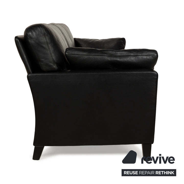 Walter Knoll Henry Leather Two-Seater Black Sofa Couch