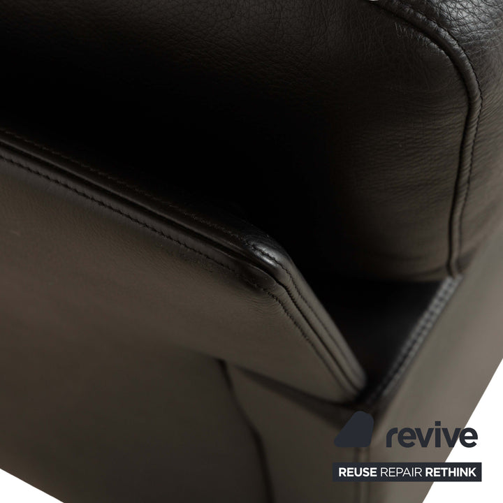 Canapé deux places en cuir noir Henry de Walter Knoll