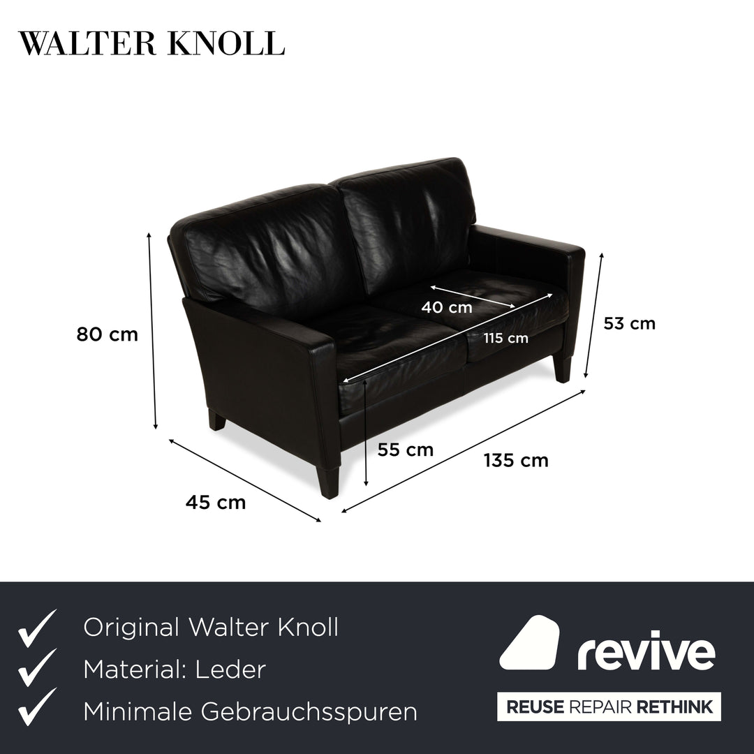 Canapé deux places en cuir noir Henry de Walter Knoll