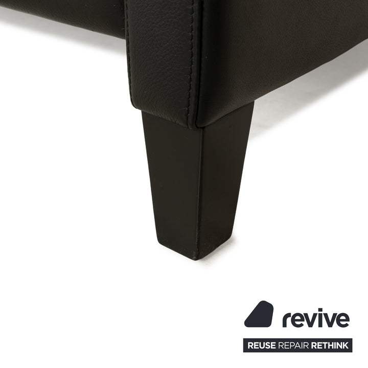 Canapé deux places en cuir noir Henry de Walter Knoll