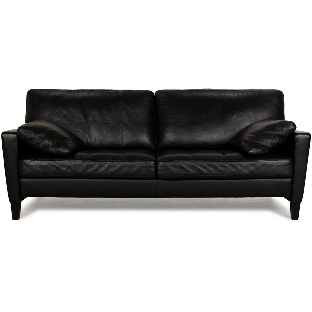 Canapé deux places en cuir noir Henry de Walter Knoll