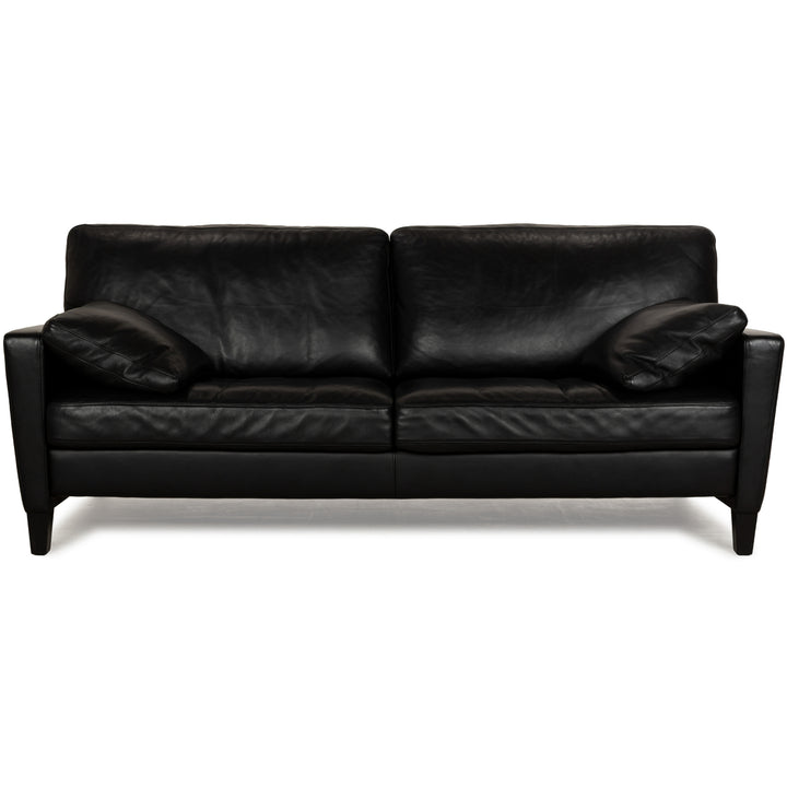 Walter Knoll Henry Leather Two-Seater Black Sofa Couch