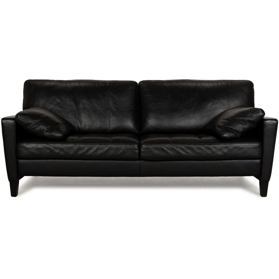 Walter Knoll Henry Leather Two-Seater Black Sofa Couch