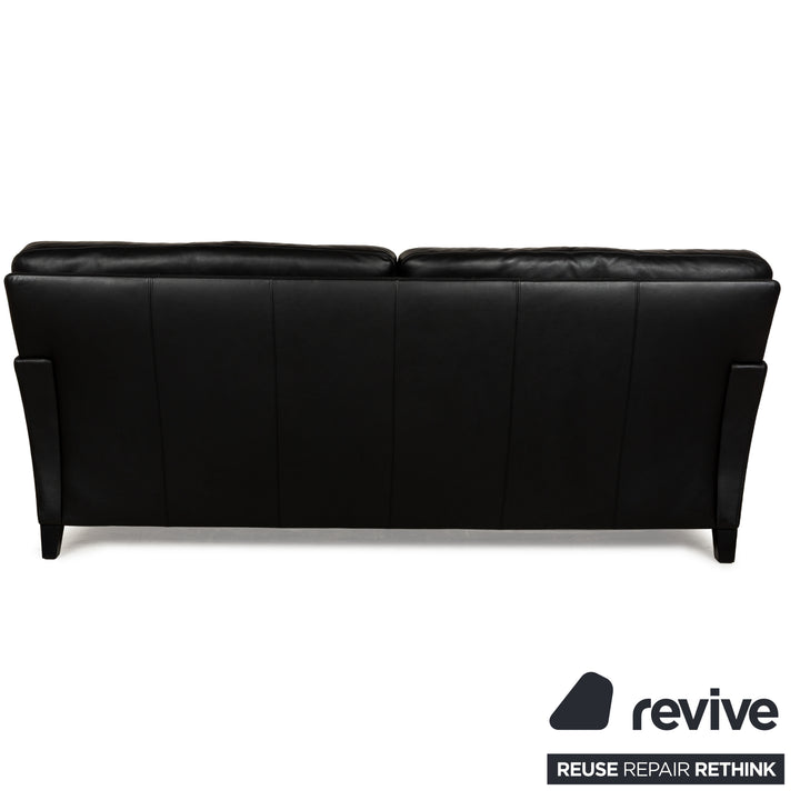 Walter Knoll Henry Leather Two-Seater Black Sofa Couch