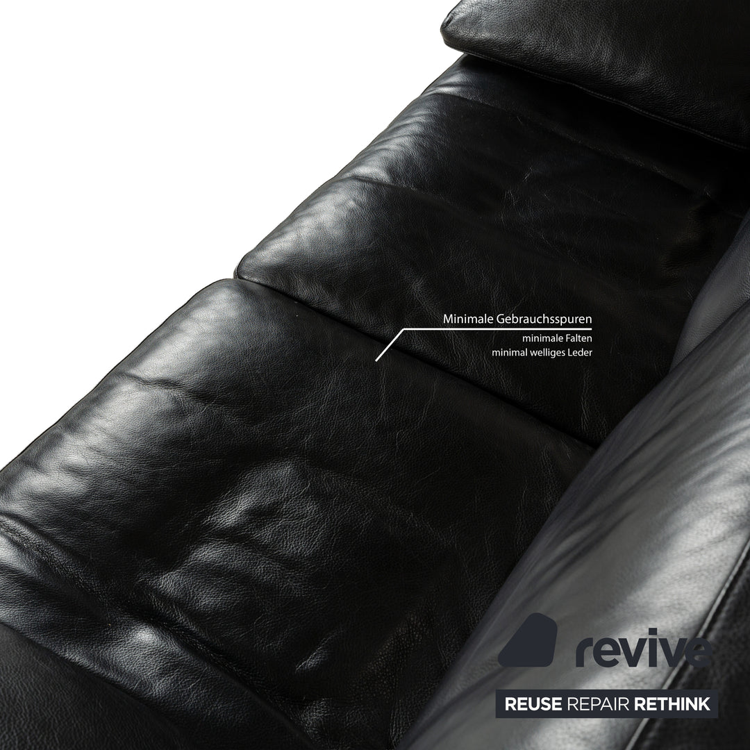 Walter Knoll Henry Leather Two-Seater Black Sofa Couch