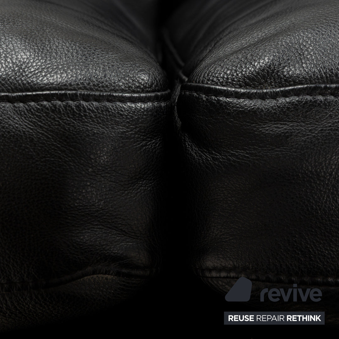 Walter Knoll Henry Leather Two-Seater Black Sofa Couch