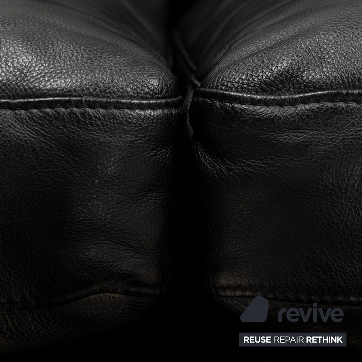Walter Knoll Henry Leather Two-Seater Black Sofa Couch