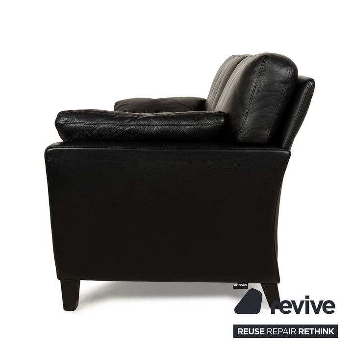 Walter Knoll Henry Leather Two-Seater Black Sofa Couch